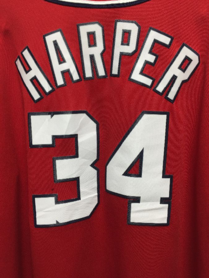 Washington Nationals Jersey #34 Harper Majestic Blue Shirt Size 48 / XL MLB