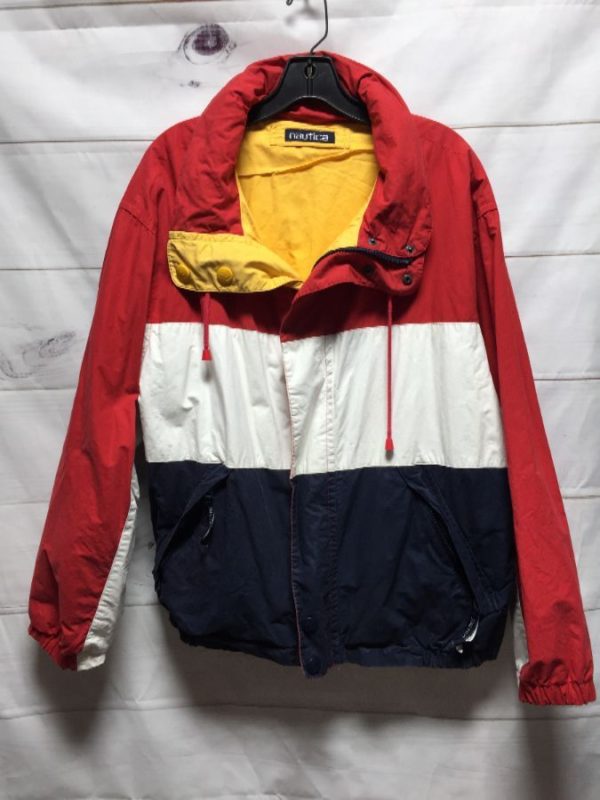 1990’s Nautica Color-block Design Reversible W/ Hood Sailing Jacket ...