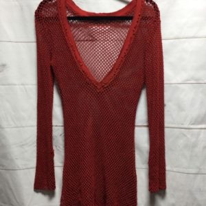 Photo detail:DEEP V NECK LONG SLEEVE FISHNET SWEATER DRESS