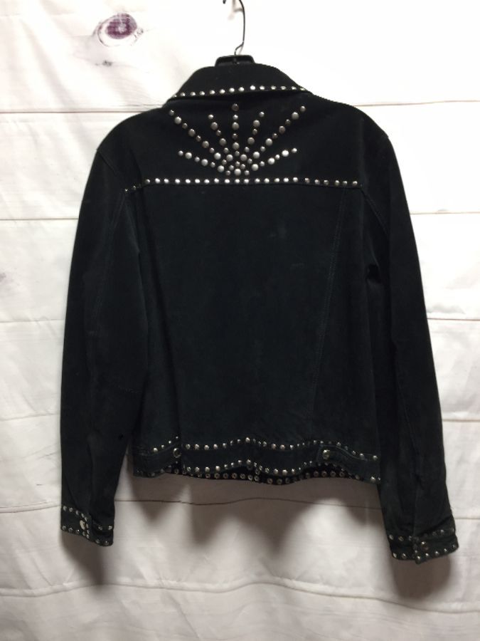 1990’s Suede Leather Jacket W/ Silver Studs | Boardwalk Vintage
