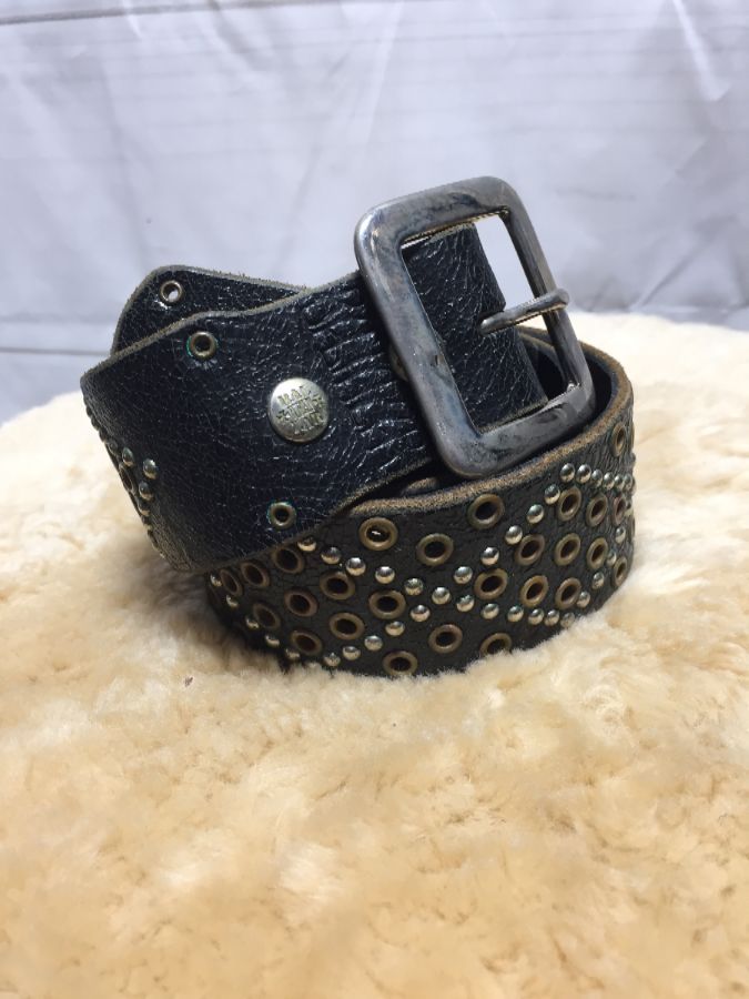 Studded Leather Belt W/ Tiny Round Studs In Diamond Shaped Patterns ...