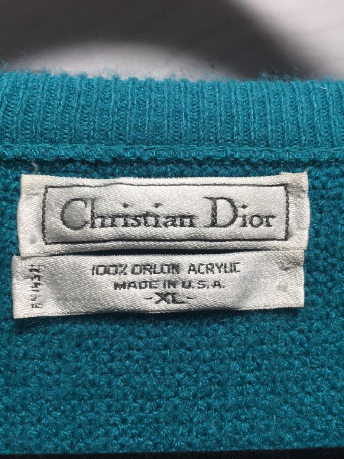 Christian Dior V-neck Pullover Orlon Acrylic Sweater | Boardwalk Vintage