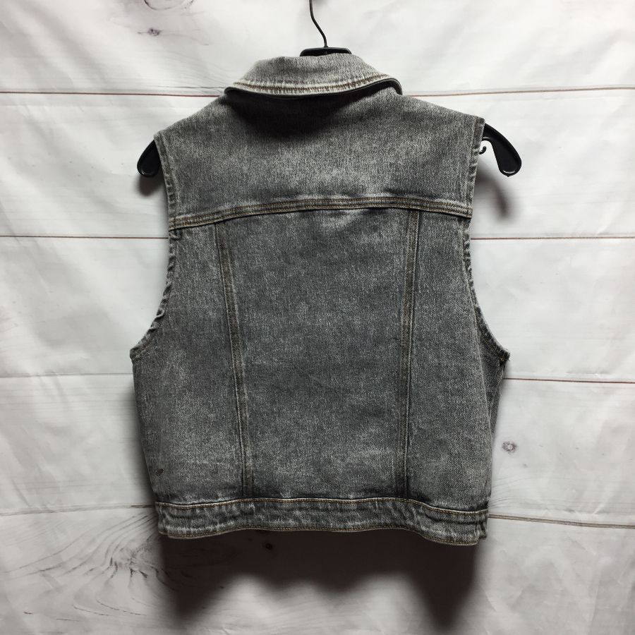 1990s 100% Cotton Stone Wash Grey Denim Vest | Boardwalk Vintage