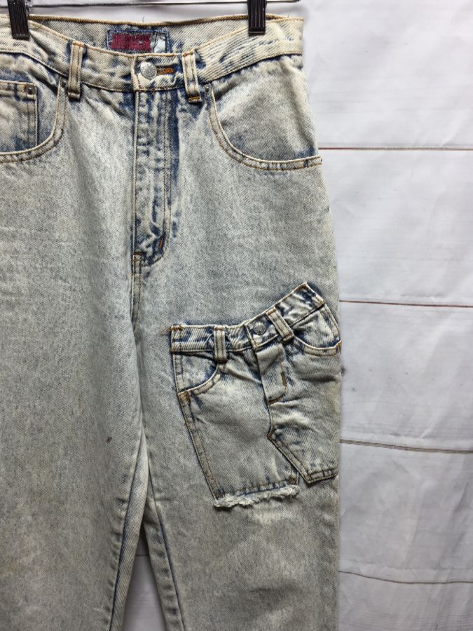 1980s Jordache High Waisted Light Acid Wash Denim Jeans Crazy Pockets ...