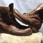 CLASSIC SOFT BROWN LEATHER LACE UP WORK BOOTS CONTRAST STITCHING  – AS IS