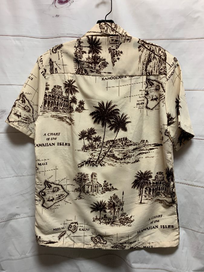 Hawaiian Islands Button Down Short Sleeve Shirt Coconut Buttons ...