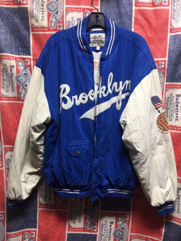 Throwback Brooklyn Dodgers Baseball Pinstriped Cotton Varsity Jacket ...