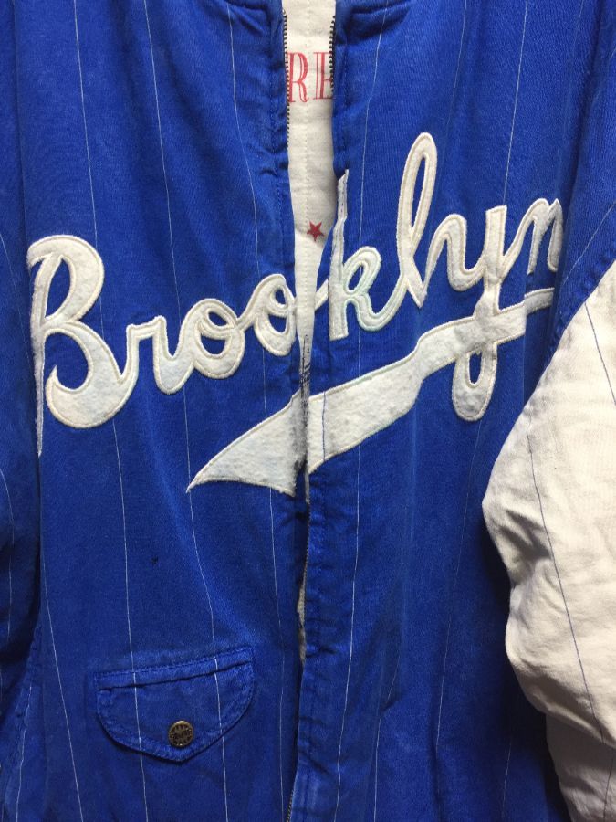 Throwback Brooklyn Dodgers Baseball Pinstriped Cotton Varsity Jacket ...