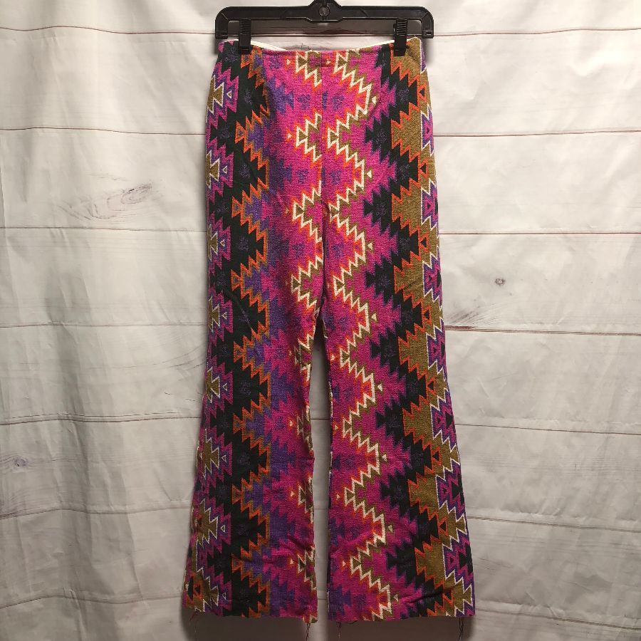 Tapestry Aztec Pattern 1970s High Waist Flare Pant | Boardwalk Vintage
