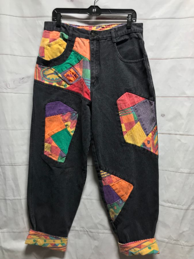 Amazing & Rare 1990s Baggy Color Block Funky Printed Pants