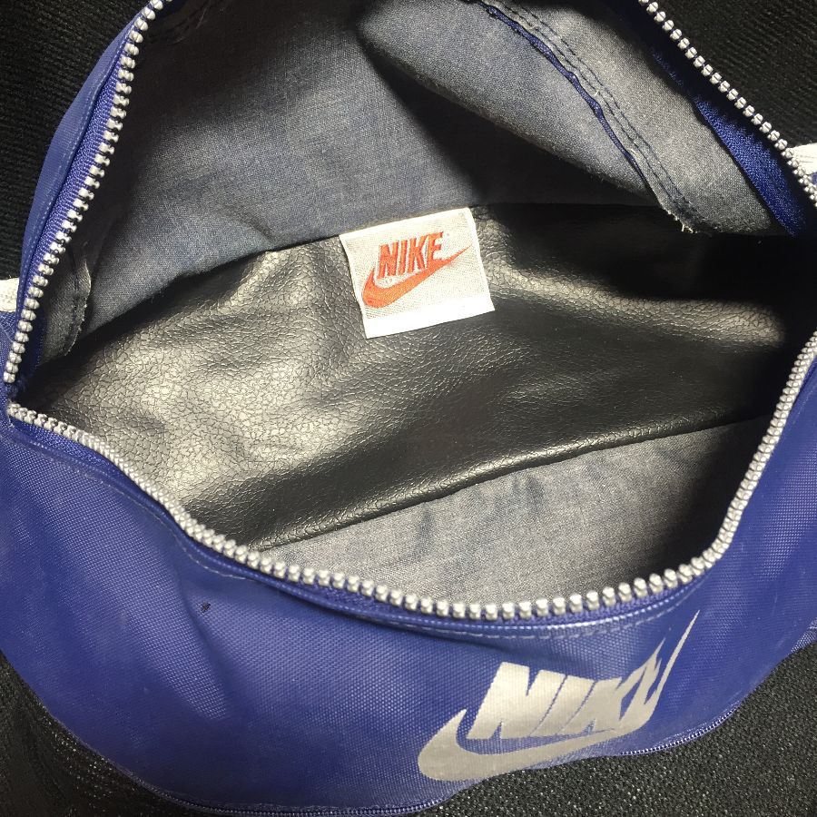 Vintage Nike Fanny Pack Blue Vinyl Grey Tag Waist Lumbar Bag 