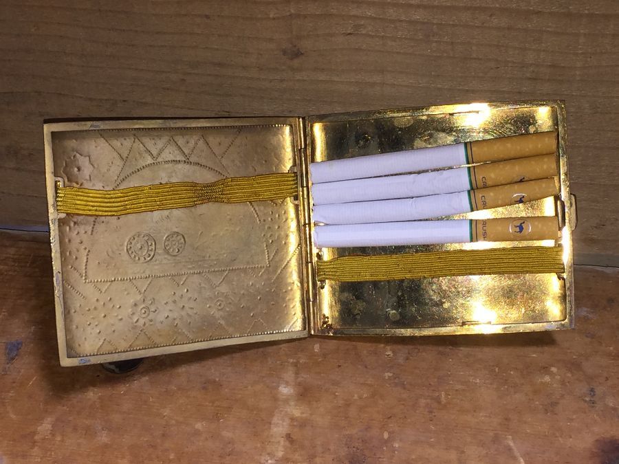 Vintage Brass Cigarette Case / Holder With Beautiful Etched Design ...