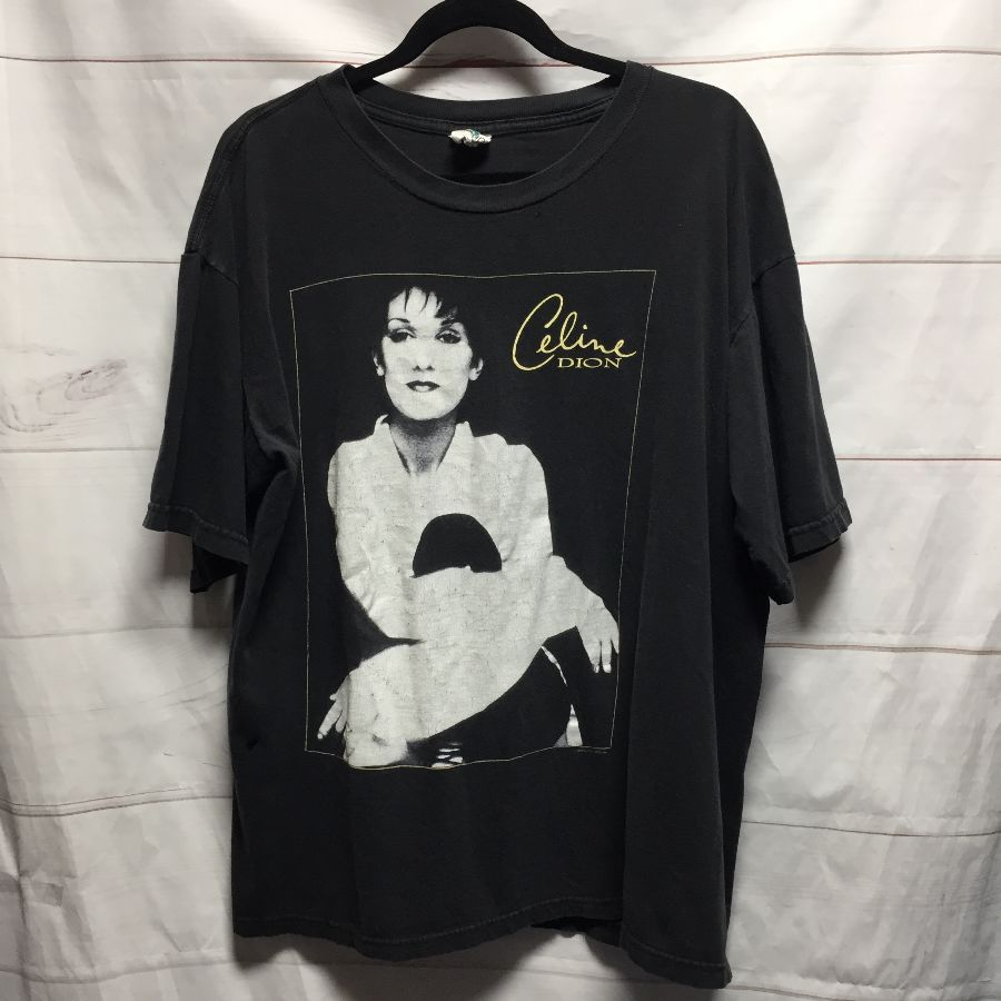 Celine Dion Tour Shirt Large Black & White Front Graphic Rap Tee ...