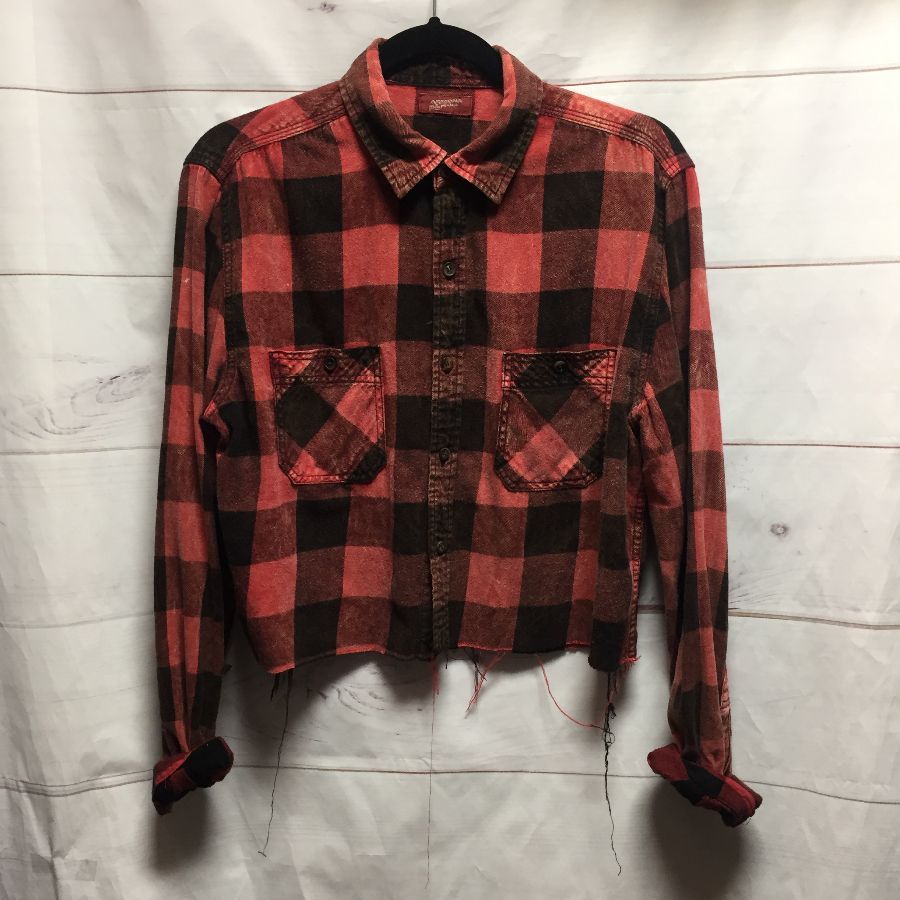 unbuttonedshop, Tops, Custom Dyed Embellished Cropped Flannel