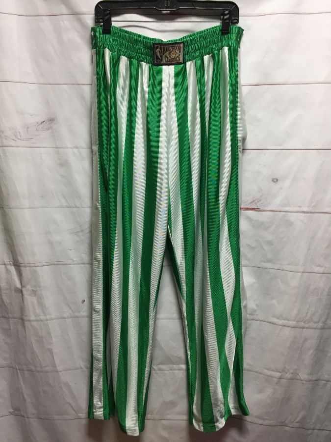 1990s Nba Striped Jersey Warm-up Pants With Side Snaps