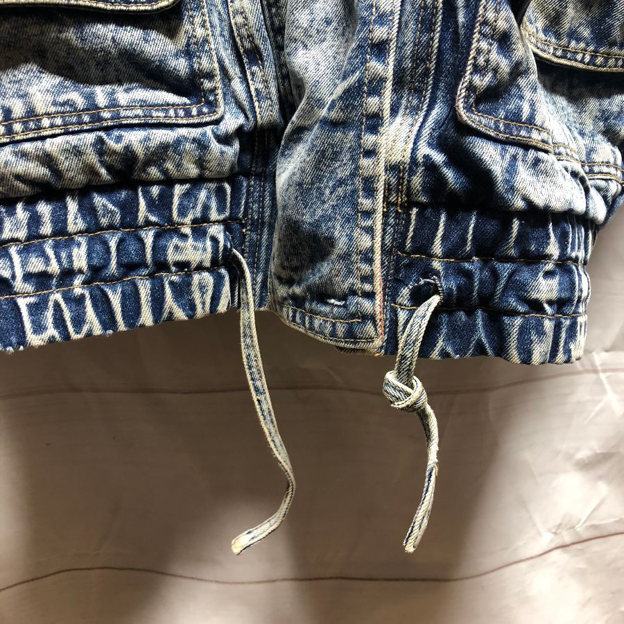 Unique Acid Washed 1980s Long Denim Jacket With Printed Flannel Lining ...