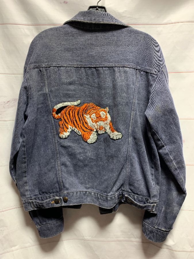 denim jacket tiger patch