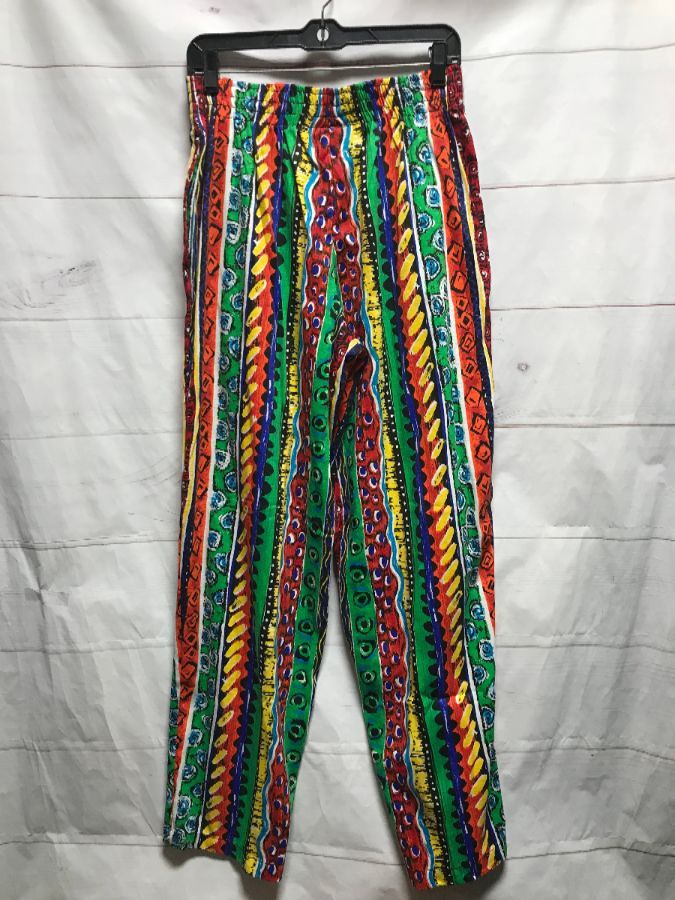 Amazing 80s Pants Vertical Stripe W/ Dots & Squiggles | Boardwalk Vintage