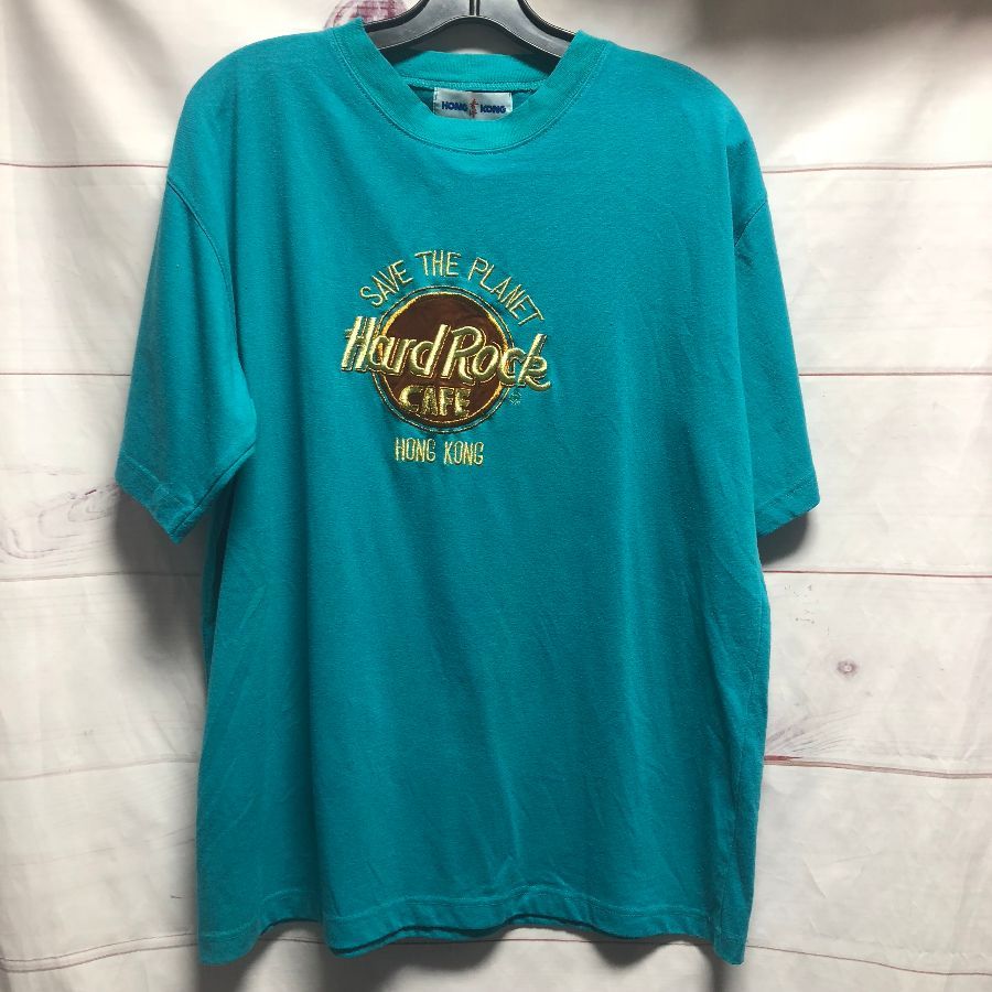 Hard Rock Cafe Save The Planet Embroidered Tshirt Hong Kong Gold ...