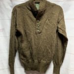 VINTAGE MILITARY ISSUED 100% WOOL PULLOVER SWEATER MOCK COLLAR HALF BUTTON