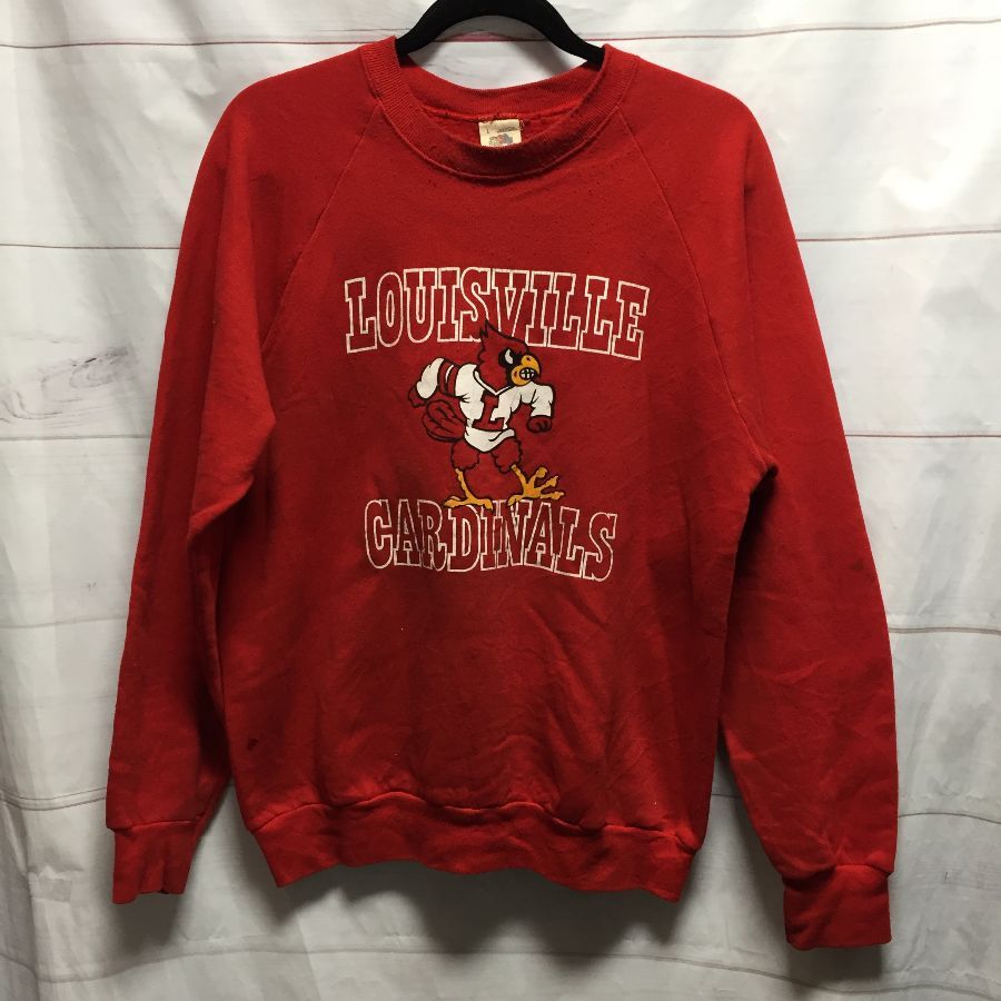 CustomCat Louisville Cardinals Vintage NCAA Football Crewneck Sweatshirt Red / M