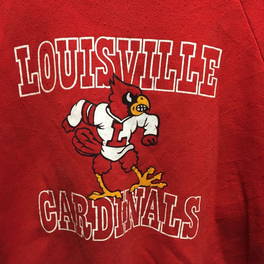 Vtg 90s Louisville Cardinals Big Logo Graphic Crewneck Sweatshirt size M Red