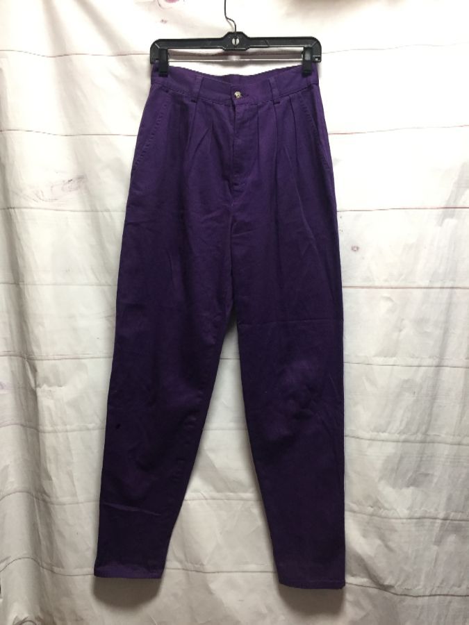 High Waisted Purple Pleated Trousers Tapered Leg | Boardwalk Vintage