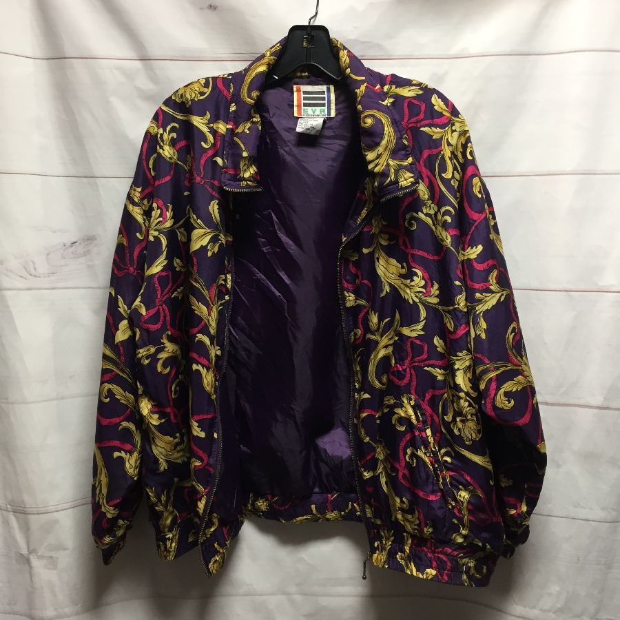 Silk Ornate Printed Zipup Bomber Jacket | Boardwalk Vintage