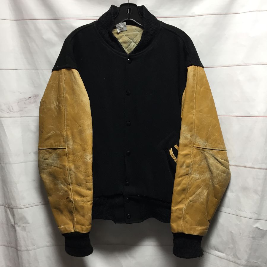 Medium Fit Leather And Wool Varsity Jacket As-is | Boardwalk Vintage