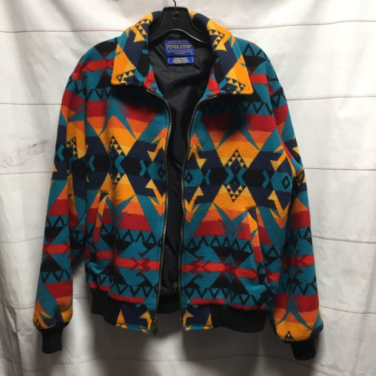 Classic Wool Pendleton Zipup Bomber Style Jacket With Bright Aztec ...