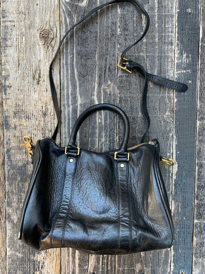 Steve Madden Black Leather Tote Bag Purse - Gem