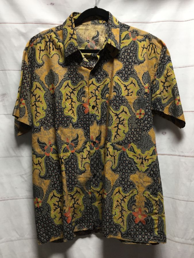 Indonesian Batik Style Exotic Pattern Cotton Ss Bd Shirt | Boardwalk ...