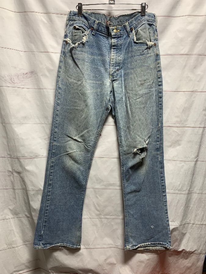 Denim Distressed Jeans Light Wash Boot Cut | Boardwalk Vintage