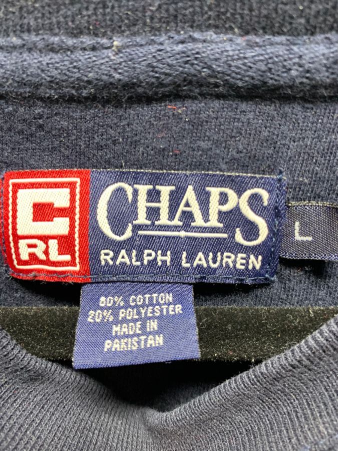 Chaps Ralph Lauren Spell Out Embroidered Distressed Sweatshirt– VNTG Shop