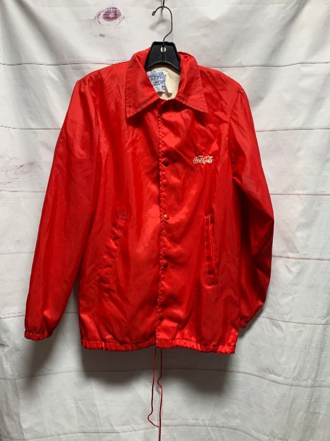 Fully Lined Retro Coca Cola Coaches Button Up Jacket | Boardwalk Vintage