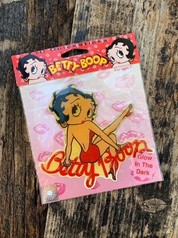 product details: BETTY BOOP GLOW IN THE DARK PUFFY WALL STICKER - SITTING ON LETTERING photo