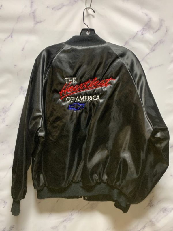 product details: SATIN BASEBALL JACKET HEARTBEAT OF AMERICA EMBROIDERED photo