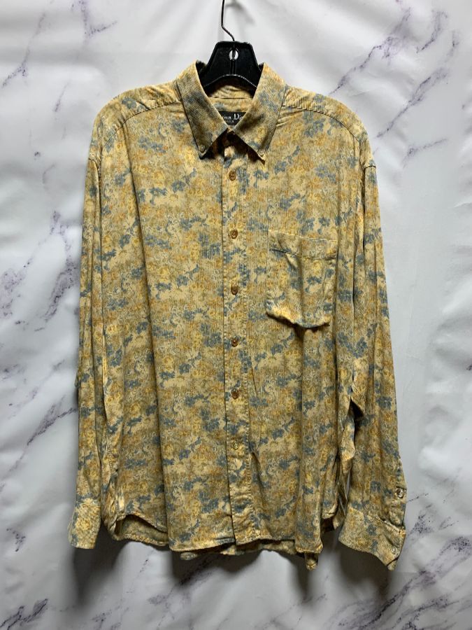 Super Cool Christian Dior Floral Printed Ribbed Cotton Shirt ...