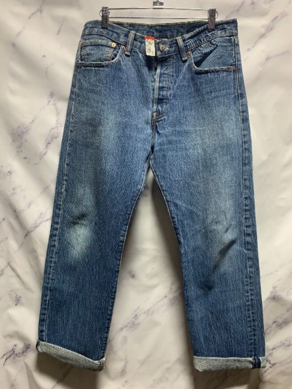 product details: LEVIS 501 DENIM RED TAG CUT OUT POCKET photo