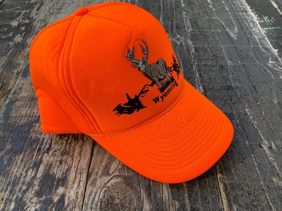 Rad Neon Orange Snapback Hat Embroidered Deer Wyoming Graphic ...