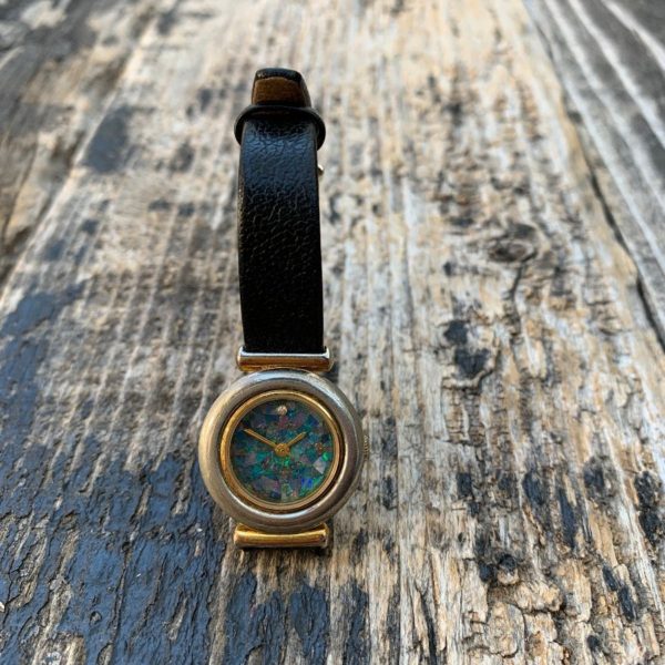 product details: WATCH LEATHER BAND FLECKED SYNTHETIC OPAL FACE - AS IS photo