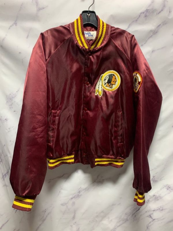 product details: NFL WASHINGTON REDSKINS SATIN BUTTON UP JACKET W/ 50TH ANNIVERSARY PATCH photo