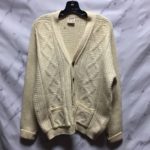 ALL WOOL CARDIGAN WITH LEATHER BUTTONS – AS IS