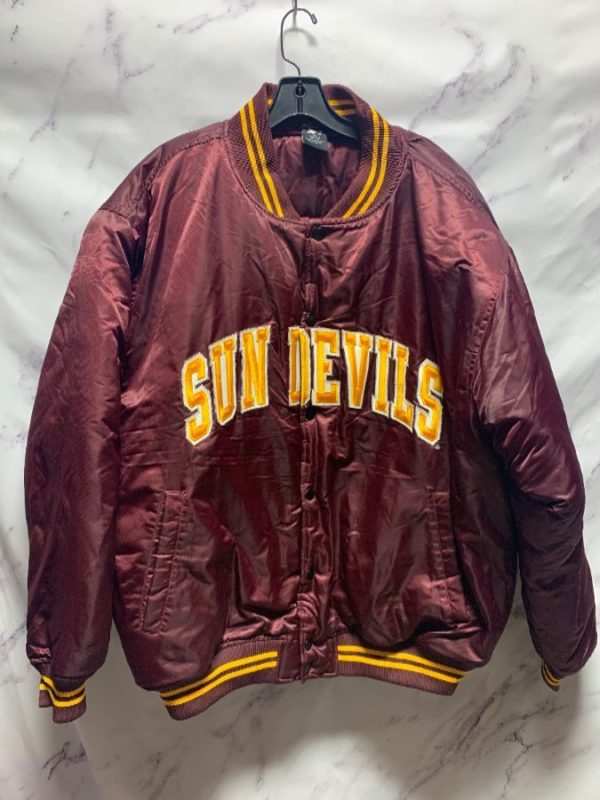 product details: NCAA SUN DEVILS SATIN BUTTON UP PUFFY JACKET photo