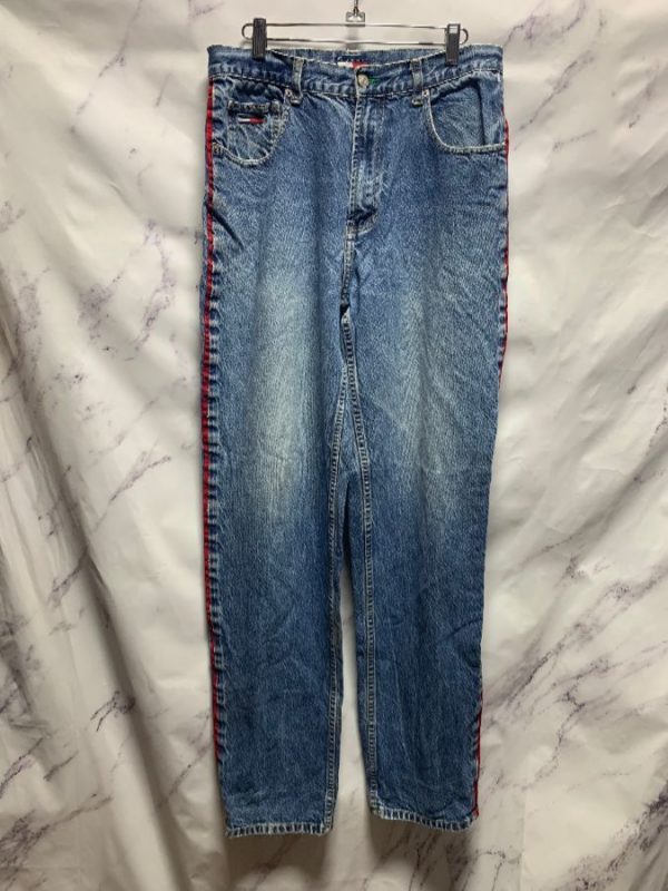 product details: TOMMY HILFIGER TOMMY JEANS DENIM WITH RED TRIM ON SIDE photo