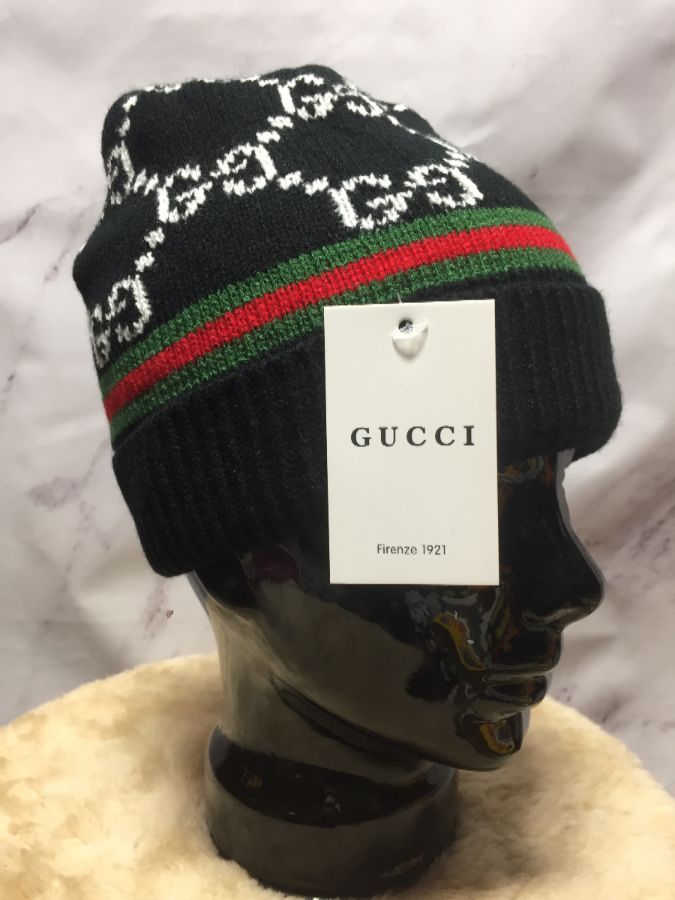 Bootleg Gucci Logo Monogram Knit Beanie | Boardwalk Vintage
