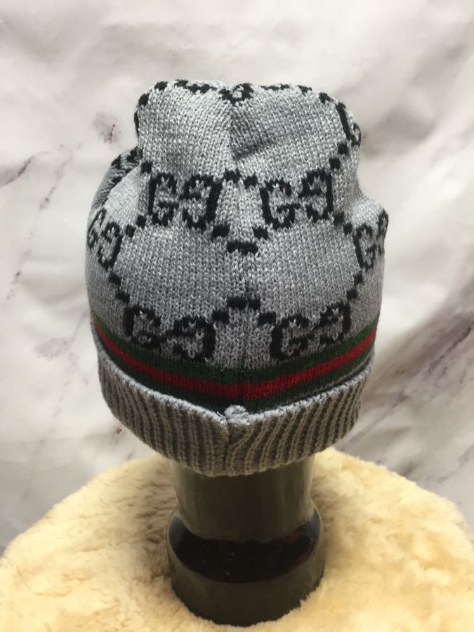 Gucci Monogram Beanie Hat in Gray