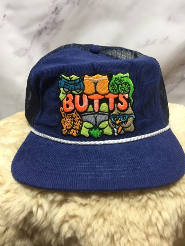 product details: NIGHTWATCH STUDIOS CORDUROY TRUCKER CAP WITH EMBROIDERED BUTTS ARTWORK photo
