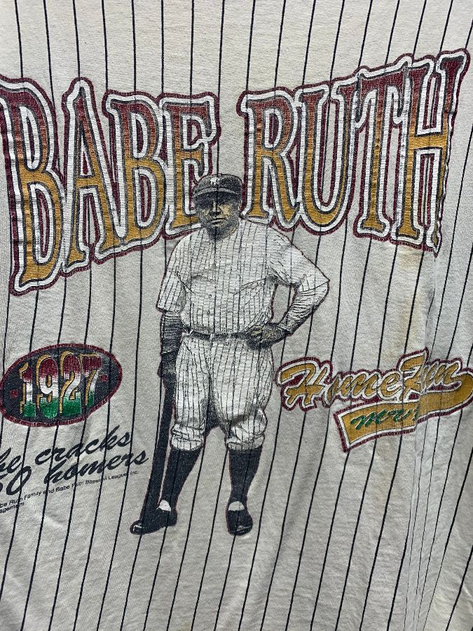 Vintage Babe Ruth Pinstripe Baseball T Shirt As-is