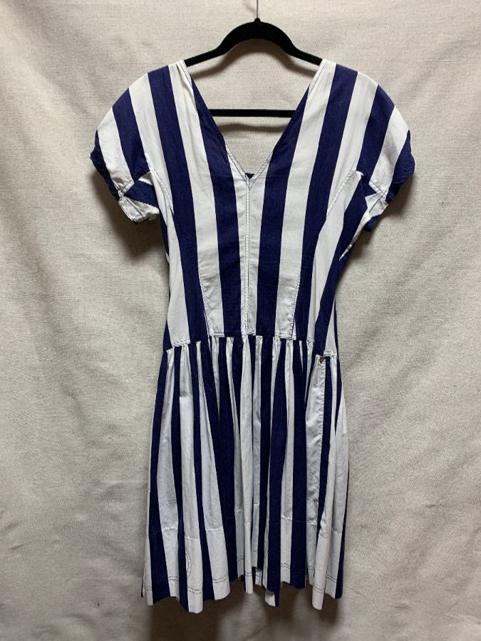 1980s Cotton Vertical Striped Dress Made In France | Boardwalk Vintage